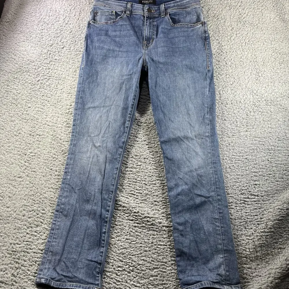 Fidelity Mens Denim Jimmy Slim Straight Jeans 33x32 Medium Wash Designer Blue